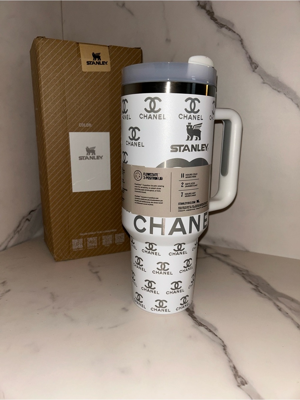 Custom print CC White Stanley stainless Steele cup